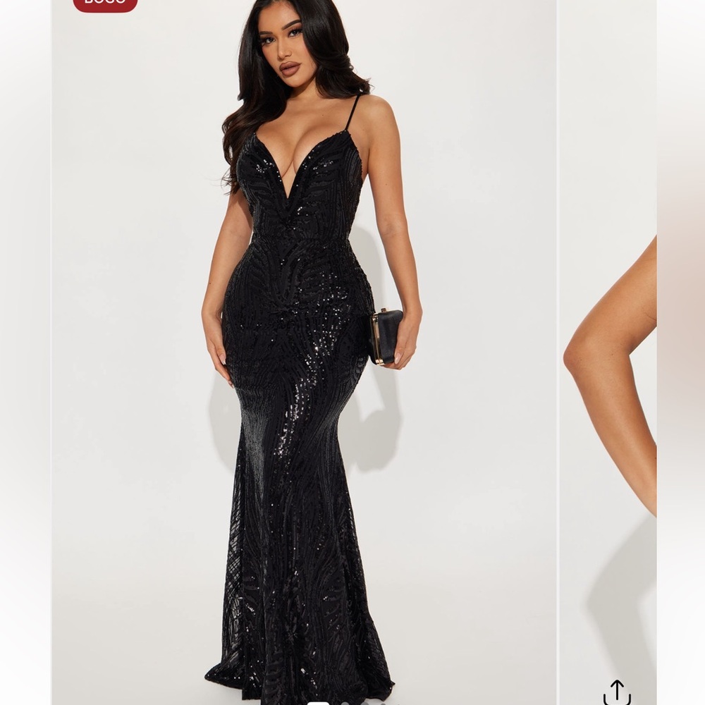 Sequin Maxi Dress - Black